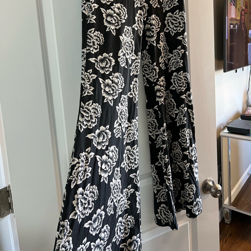 Flowered bell bottom pants